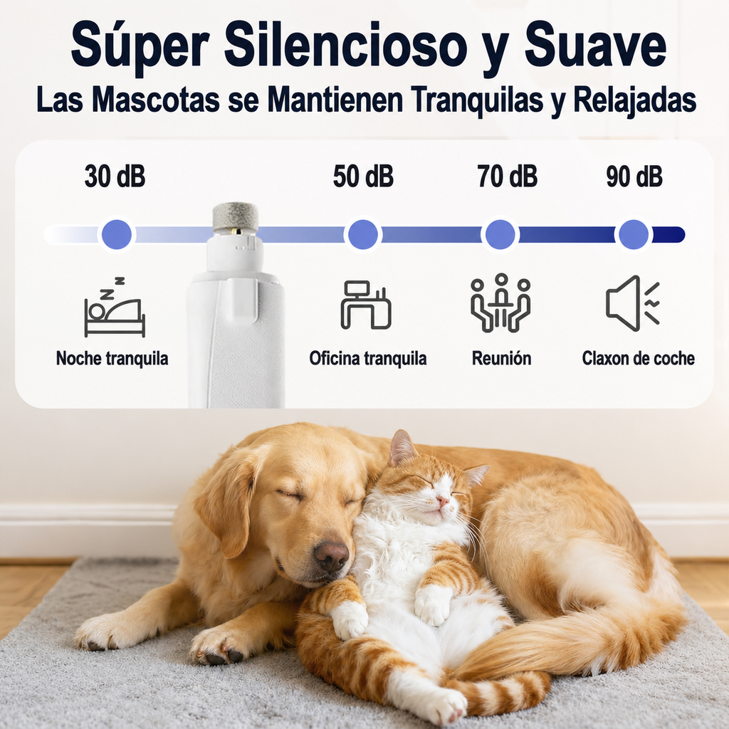 Cortauñas y lima eléctrica 2 en 1 para mascotas con luz LED y detector de vasos sanguíneos